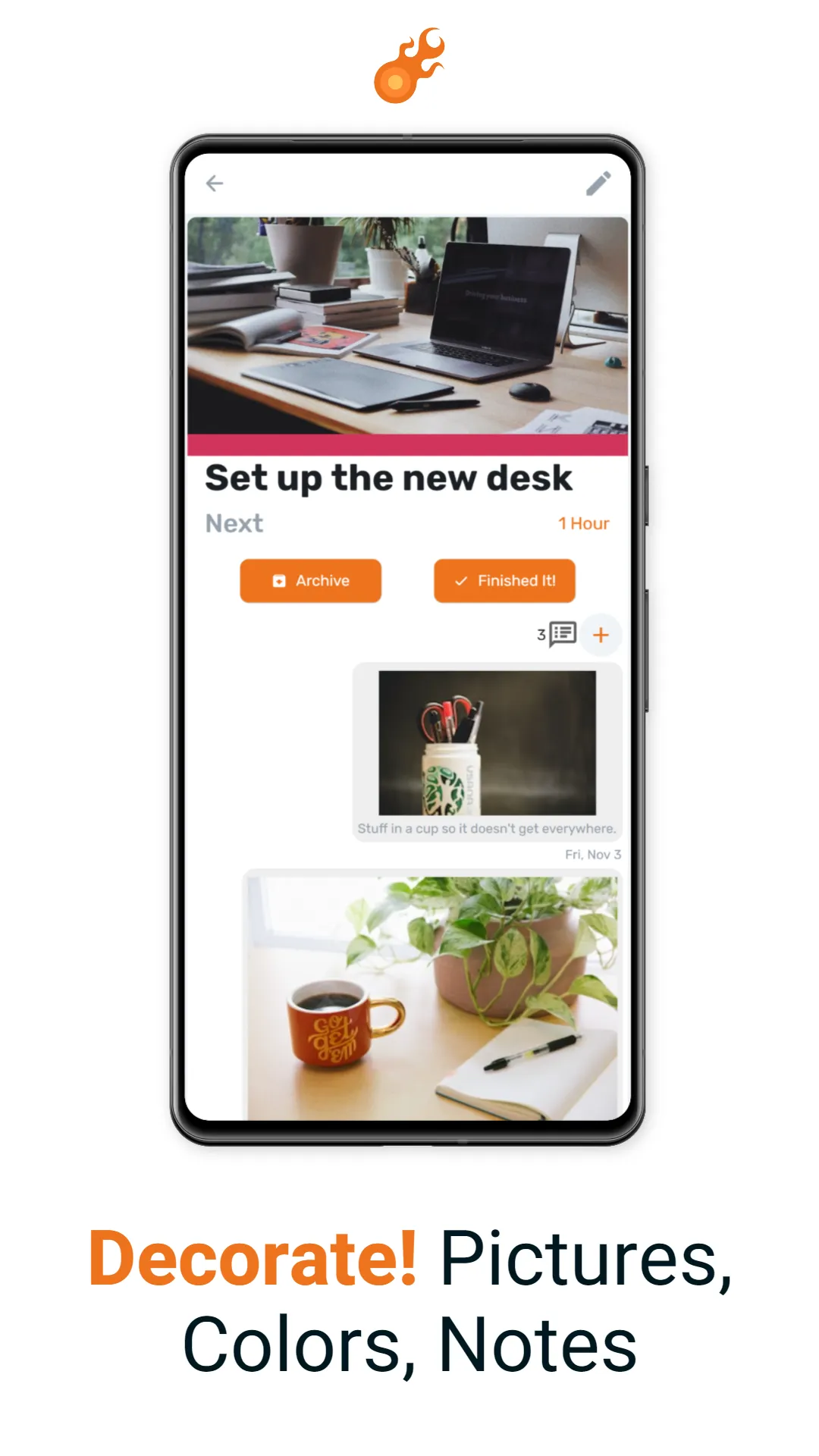 Task detail with photos and colors